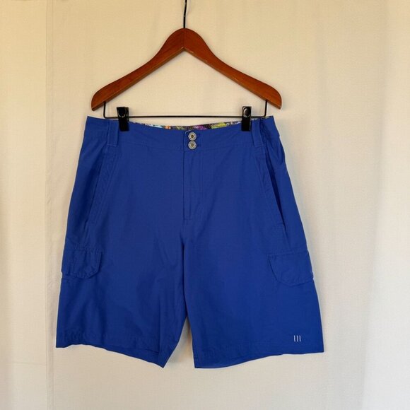 Lululemon Athletica Nylon Cobalt Blue Outdoor Hiking Cargo Shorts Size 36 - Picture 1 of 11